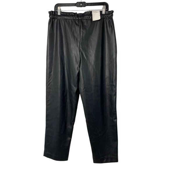 Calvin Klein Faux Leather Jogger Pants Black Size M Elastic Waist Relax Fit 8019 - Picture 6 of 9